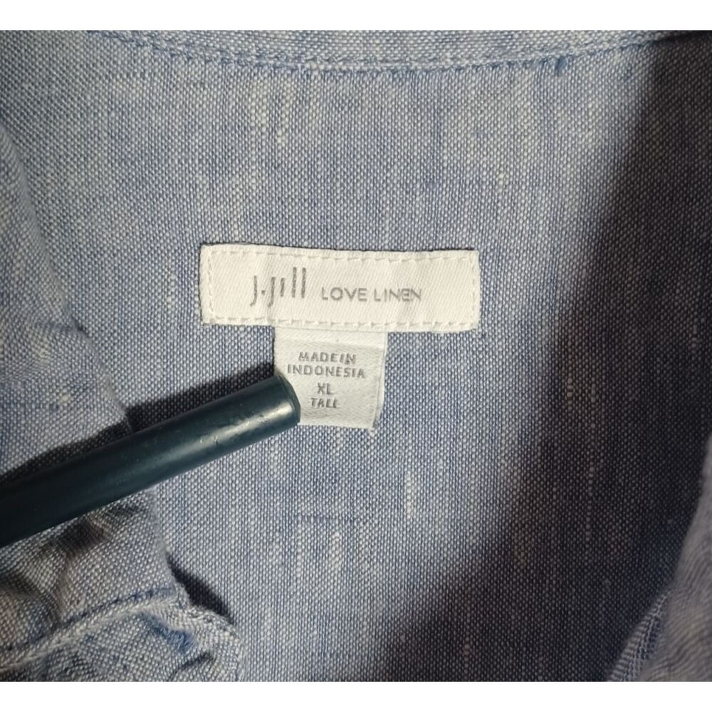 J. Jill Love Linen 100% Linen Shirt Dress XL Tall Pockets Preppy Classic Coastal - Picture 2 of 6